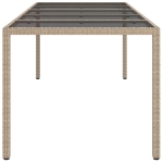 Tavolo Giardino Beige 250x100x75cm Vetro Temperato e Polyrattan