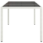 Tavolo Giardino 150x90x75cm Vetro Temperato Polyrattan Bianco