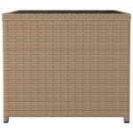 Tavolino con Piano Vetro Beige in Polyrattan e Vetro Temperato