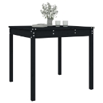 Tavolo da Giardino Nero 82,5x82,5x76 cm Legno Massello di Pino