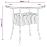 Tavolo da Giardino Ø80x75cm Vetro Temperato e Polyrattan Grigio