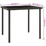 Tavolo da Pranzo per Esterni Antracite 80x80x72cm Vetro Acciaio