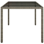 Tavolo Giardino 150x90x75cm Vetro Temperato e Polyrattan Grigio
