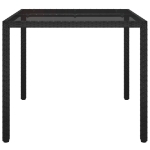 Tavolo Giardino 90x90x75 cm Vetro Temperato e Polyrattan Nero