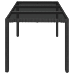 Tavolo da Giardino Piano in Vetro Nero 150x90x75 cm Polyrattan