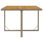 Tavolo da Giardino Beige 109x107x74 cm in Polyrattan e Acacia