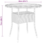 Tavolo Giardino Ø80x75 cm Massello Acacia e Polyrattan Grigio