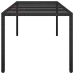 Tavolo Giardino Nero 250x100x75cm Vetro Temperato e Polyrattan