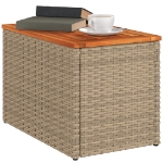 Tavolini Giardino 2pz Beige 55x34x37 Polyrattan Legno Massello