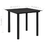 Tavolo da Giardino Nero 80x80x74 cm in Acciaio e Vetro