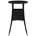 Tavolo da Giardino Ø60x75 cm Vetro Temperato e Polyrattan Nero