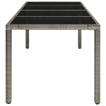 Tavolo da Giardino Piano in Vetro Grigio 190x90x75cm Polyrattan