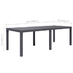 Tavolo da Giardino Marrone 220x90x72 cm Plastica Stile Rattan
