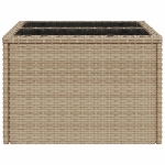 Tavolo da Giardino Piano in Vetro Beige 55x55x37 cm Polyrattan