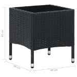 Tavolo da Giardino Nero 40x40x45 cm in Polyrattan