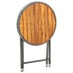 Tavolino da Tè Grigio 60 cm in Polyrattan e Massello di Acacia