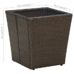 Tavolino Marrone 41,5x41,5x44cm in Polyrattan e Vetro Temperato