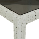 Tavolo Giardino Bianco 250x100x75 cm Polyrattan Vetro Temperato