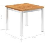 Tavolino da Giardino 45x45x38cm in Legno Acacia e Acciaio Inox