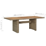 Tavolo da Giardino Marrone 200x100x74 cm in Polyrattan