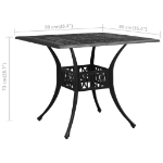 Tavolo da Giardino Nero 90x90x73 cm in Alluminio Pressofuso