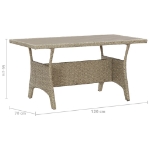 Tavolo da Giardino Grigio 120x70x66 cm in Polyrattan