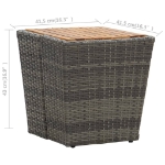 Tavolino Grigio 41,5x41,5x43 cm in Polyrattan e Legno di Acacia