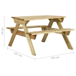 Tavolo da Picnic con Panche 110x123x73 cm in Pino Impregnato