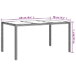 Tavolo Giardino 150x90x75cm Vetro Temperato e Polyrattan Grigio