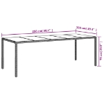 Tavolo Giardino Nero 250x100x75cm Vetro Temperato e Polyrattan