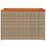 Tavolini Giardino 2pz Beige 55x34x37 Polyrattan Legno Massello