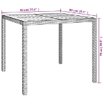 Tavolo Giardino 90x90x75cm Polyrattan e Massello Acacia Grigio