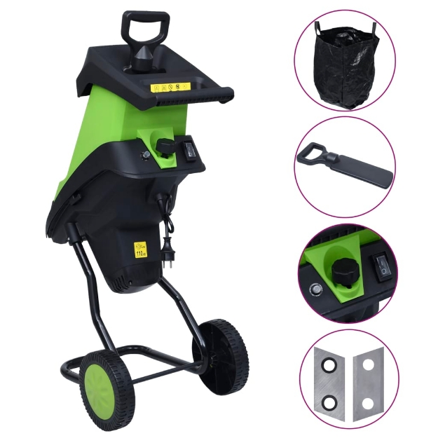 Trituratore da Giardino Elettrico con 2 Lame Extra 2400 W