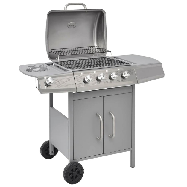 Griglia Barbecue a Gas 4+1 Fornelli Argento