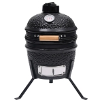 Barbecue Affumicatore 2 in 1 Kamado in Ceramica 56 cm Nero