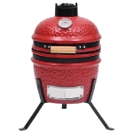 Barbecue Affumicatore 2 in 1 Kamado in Ceramica 56 cm Rosso