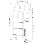 Scala per Piscina 54x38x158 cm Acciaio Inox 304