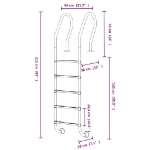 Scala per Piscina 54x38x211 cm Acciaio Inox 304