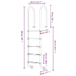 Scala per Piscina 54x38x211 cm Acciaio Inox 304