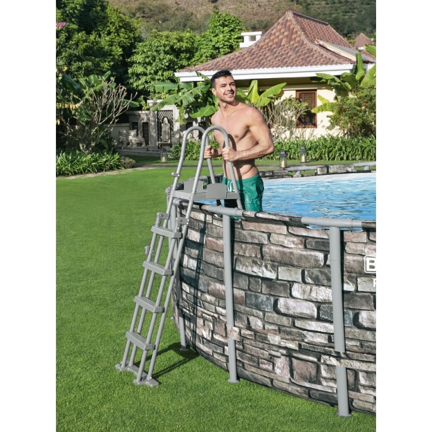 Bestway Scaletta Sicurezza per Piscina a 4 Gradini Flowclear 132 cm