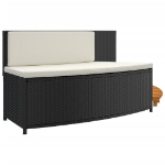 Bordo per Spa Nero in Polyrattan e Legno Massello di Acacia