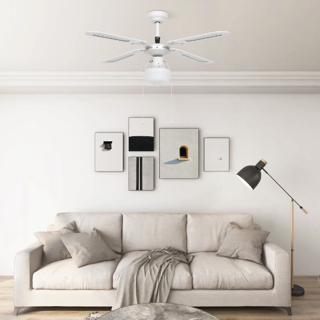 Ventilatore da Soffitto con Luce 106 cm Bianco