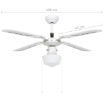 Ventilatore da Soffitto con Luce 106 cm Bianco