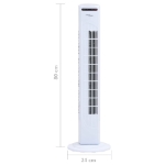 Ventilatore a Torre con Telecomando e Timer Φ24x80 cm White