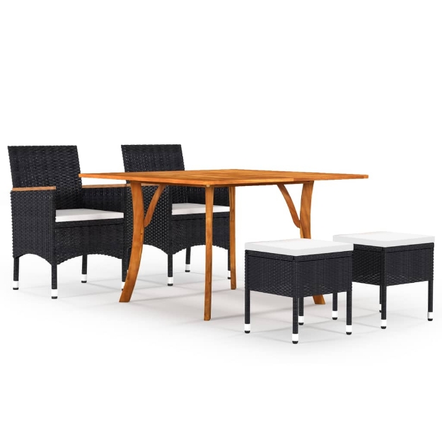 Set Mobili da Pranzo per Giardino 5 pz Nero