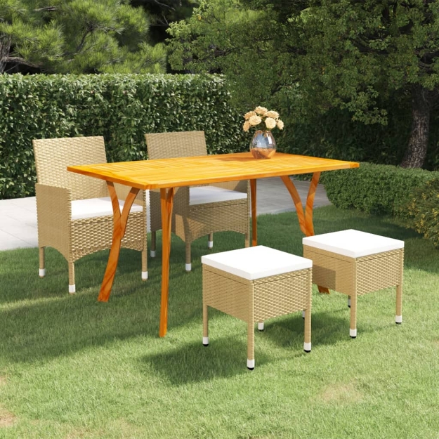 Set Mobili da Pranzo per Giardino 5 pz Beige