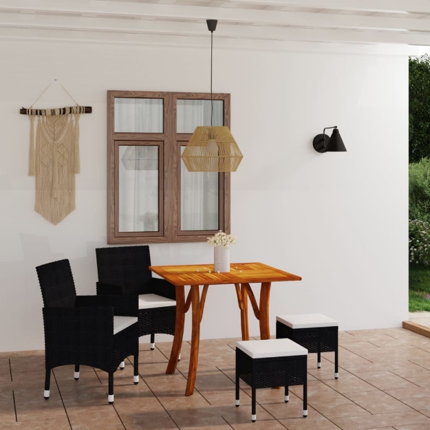 Set Mobili da Pranzo per Giardino 5 pz Nero