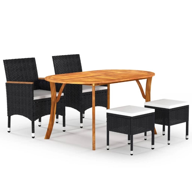 Set Mobili da Pranzo per Giardino 5 pz Nero