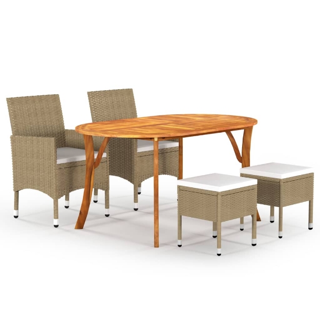 Set Mobili da Pranzo per Giardino 5 pz Beige