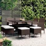 Set da Pranzo da Giardino in Polyrattan 9 pz Marrone